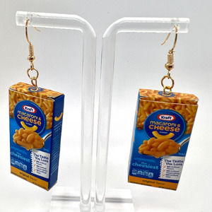 Mac and Cheese Earrings - Kraft Mac & Cheese Box Mini Brands Earrings